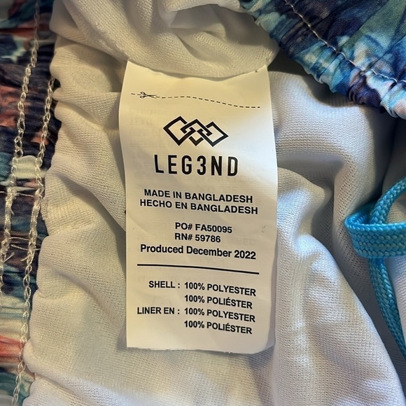 NWT-LEG3ND-1X-blue azure watercolor-running athletic shorts built in underwear - Picture 5 of 12